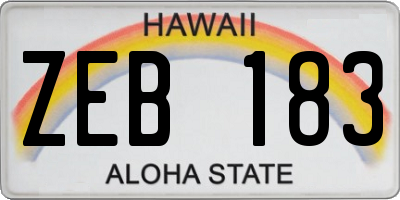 HI license plate ZEB183