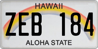 HI license plate ZEB184