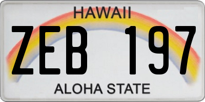 HI license plate ZEB197
