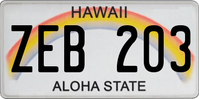 HI license plate ZEB203