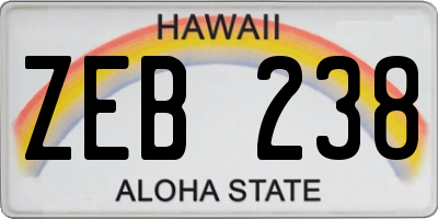 HI license plate ZEB238