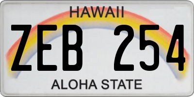 HI license plate ZEB254