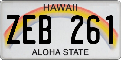 HI license plate ZEB261