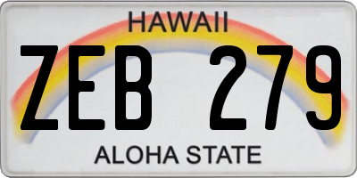 HI license plate ZEB279