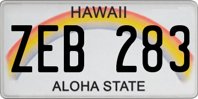 HI license plate ZEB283