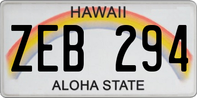 HI license plate ZEB294