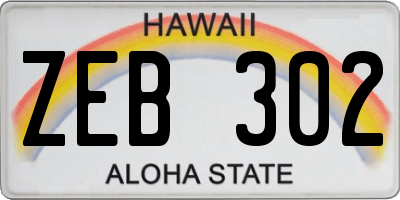 HI license plate ZEB302