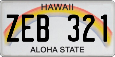 HI license plate ZEB321