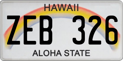 HI license plate ZEB326