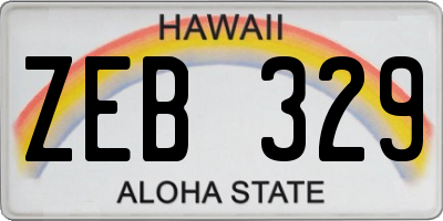 HI license plate ZEB329