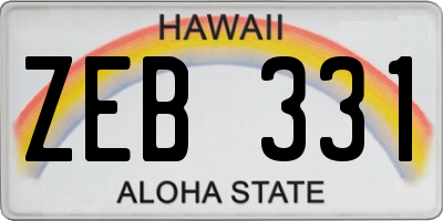 HI license plate ZEB331