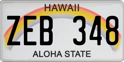 HI license plate ZEB348
