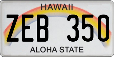 HI license plate ZEB350