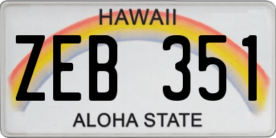 HI license plate ZEB351