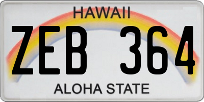 HI license plate ZEB364