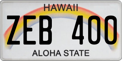 HI license plate ZEB400