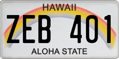 HI license plate ZEB401