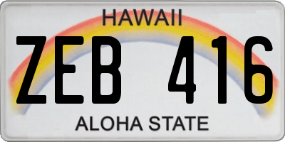HI license plate ZEB416