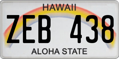 HI license plate ZEB438