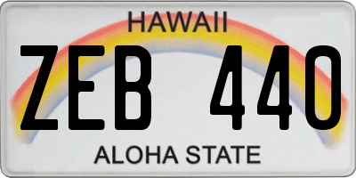 HI license plate ZEB440