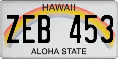 HI license plate ZEB453