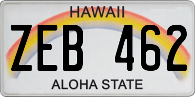 HI license plate ZEB462
