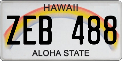 HI license plate ZEB488