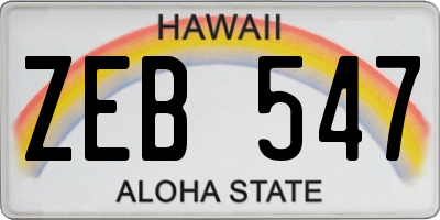 HI license plate ZEB547