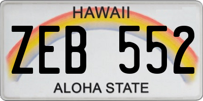 HI license plate ZEB552