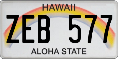 HI license plate ZEB577