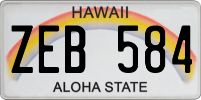 HI license plate ZEB584