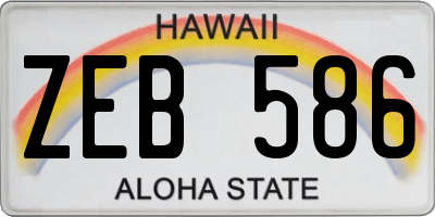 HI license plate ZEB586
