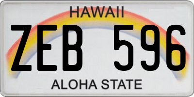 HI license plate ZEB596