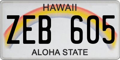HI license plate ZEB605