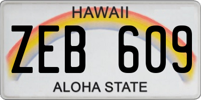 HI license plate ZEB609