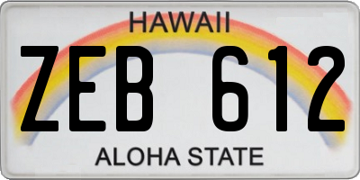 HI license plate ZEB612