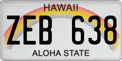 HI license plate ZEB638