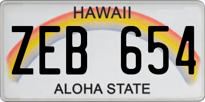 HI license plate ZEB654