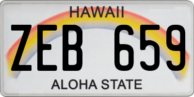 HI license plate ZEB659