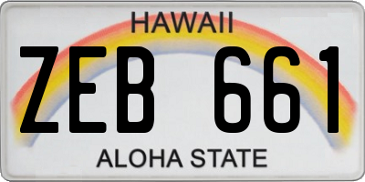 HI license plate ZEB661