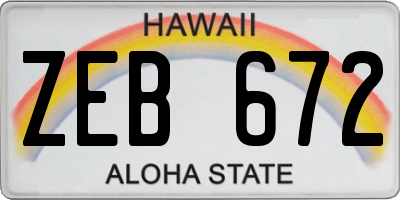 HI license plate ZEB672