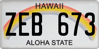 HI license plate ZEB673