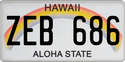 HI license plate ZEB686
