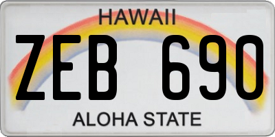 HI license plate ZEB690