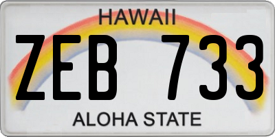 HI license plate ZEB733