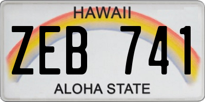 HI license plate ZEB741