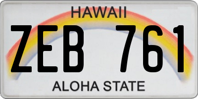 HI license plate ZEB761