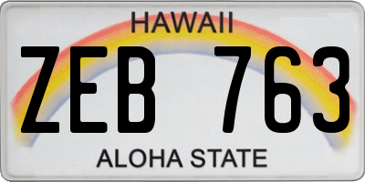 HI license plate ZEB763