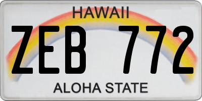 HI license plate ZEB772
