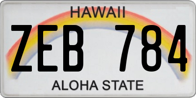 HI license plate ZEB784